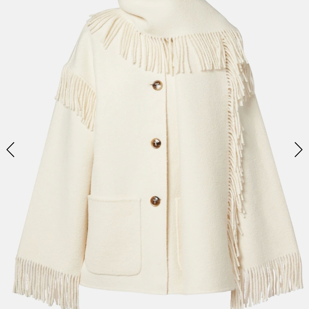 Toteme Cream Fringe Cape Jacket